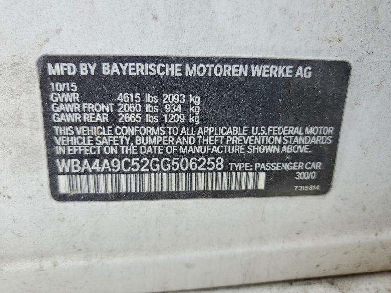 79055975 :رقم المزاد ، WBA4A9C52GG506258 vin ، 2016 Bmw 428 مزاد بيع