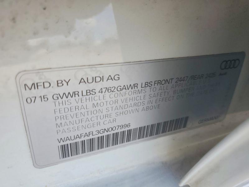 42020786 :رقم المزاد ، WAUAFAFL3GN007996 vin ، 2016 Audi A4 مزاد بيع