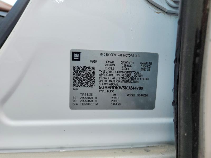 2019 Buick Enclave მანქანა იყიდება აუქციონზე, vin: 5GAERDKW5KJ244780, აუქციონის ნომერი: 47428216