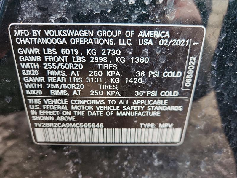 79531995 :رقم المزاد ، 1V2BR2CA9MC565848 vin ، 2021 Volkswagen Atlas مزاد بيع