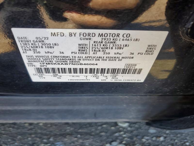 Продажа на аукционе авто 2022 Ford Explorer, vin: 1FM5K8AB7NGB46064, номер лота: 47637706