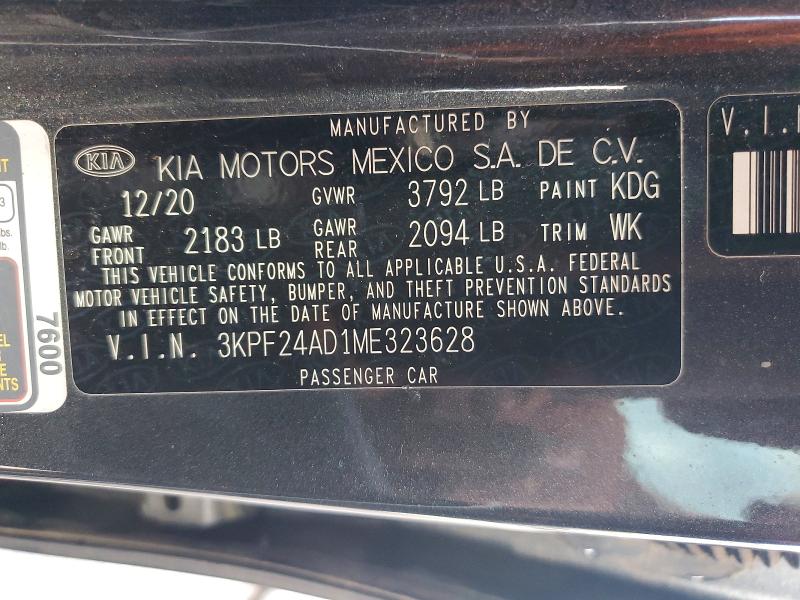Aukcja sprzedaży 2021 Kia Forte, vin: 3KPF24AD1ME323628, numer aukcji: 79119965