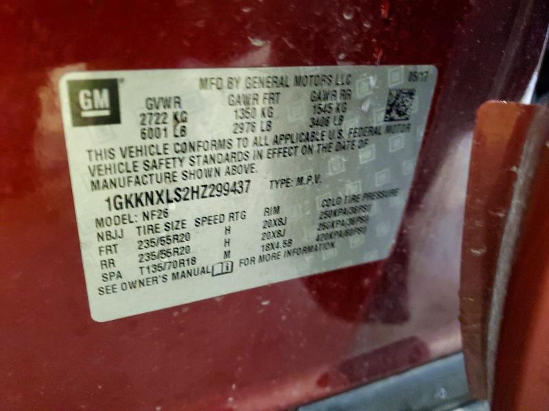 2017 Gmc Acadia მანქანა იყიდება აუქციონზე, vin: 1GKKNXLS2HZ299437, აუქციონის ნომერი: 45753646