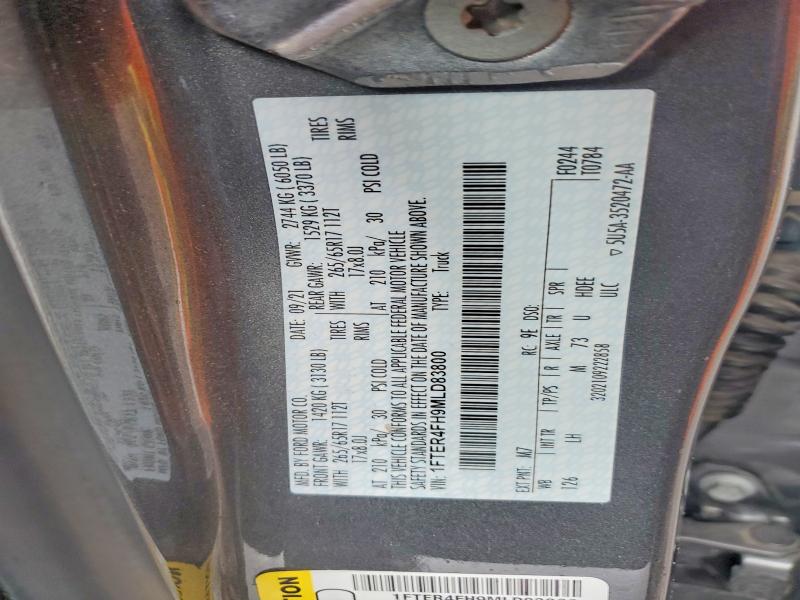 Aukcja sprzedaży 2021 Ford Ranger, vin: 1FTER4FH9MLD83800, numer aukcji: 45506046
