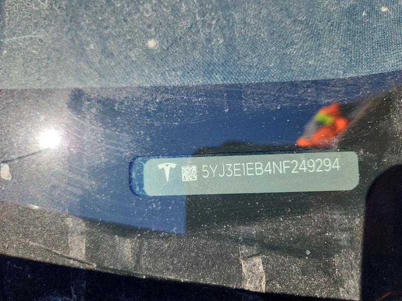 46341886 :رقم المزاد ، 5YJ3E1EB4NF249294 vin ، 2022 Tesla Model 3 مزاد بيع
