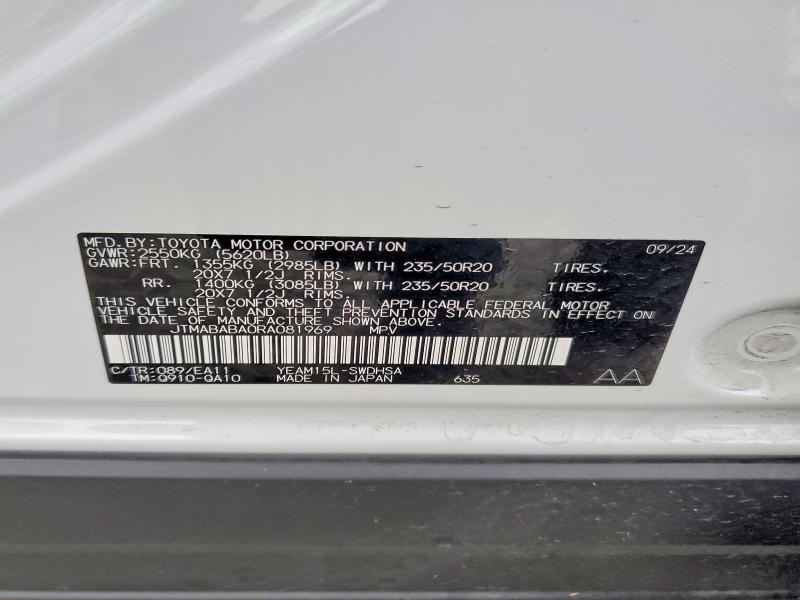Aukcja sprzedaży 2024 Subaru Solterra, vin: JTMABABA0RA081969, numer aukcji: 45491966