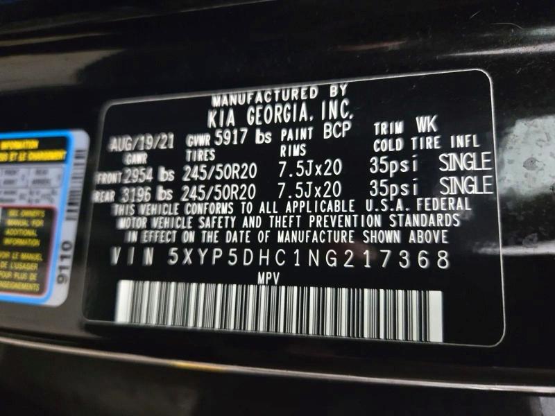 Aukcja sprzedaży 2022 Kia Telluride, vin: 5XYP5DHC1NG217368, numer aukcji: 45993616