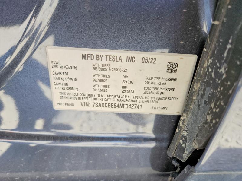 Aukcja sprzedaży 2022 Tesla Model X, vin: 7SAXCBE64NF342741, numer aukcji: 46910996