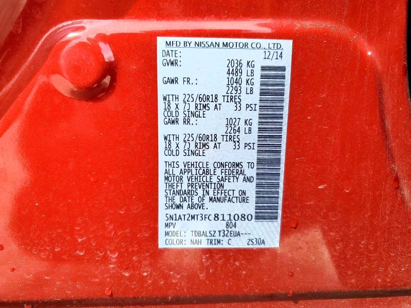 Продажа на аукционе авто 2015 Nissan Rogue, vin: 5N1AT2MT3FC811080, номер лота: 45568446