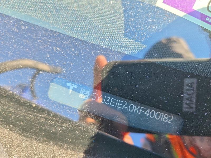 Aukcja sprzedaży 2019 Tesla Model 3, vin: 5YJ3E1EA0KF400182, numer aukcji: 46649786