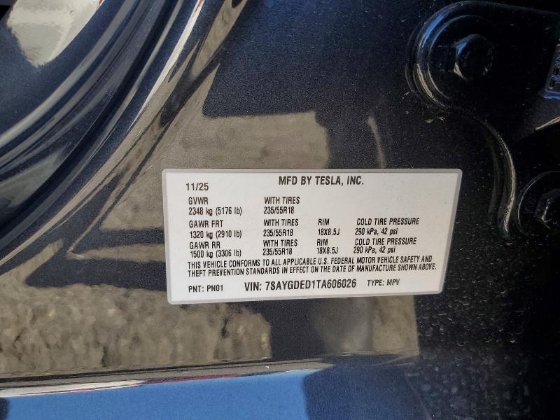 Продажа на аукционе авто 2026 Tesla Model Y, vin: 7SAYGDED1TA606026, номер лота: 46245406