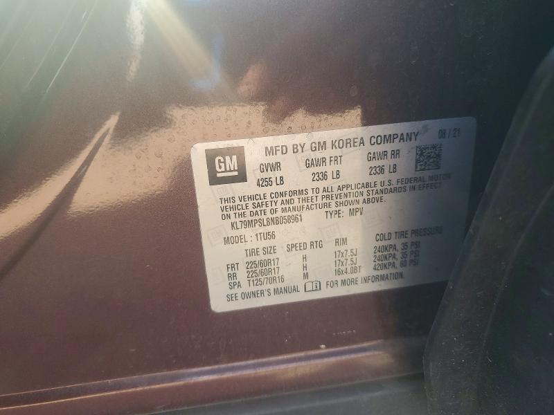 47012136 :رقم المزاد ، KL79MPSL8NB058961 vin ، 2022 Chevrolet Trailblazer مزاد بيع
