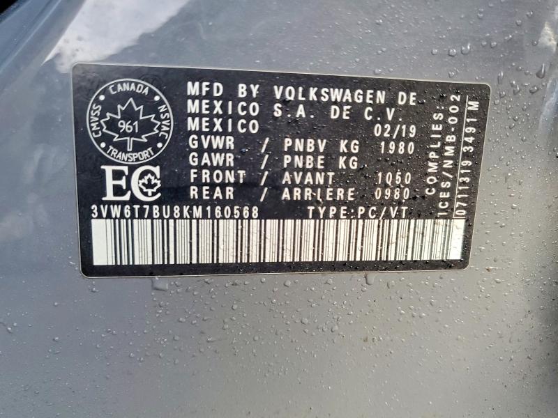Aukcja sprzedaży 2019 Volkswagen Jetta, vin: 3VW6T7BU8KM160568, numer aukcji: 41905736