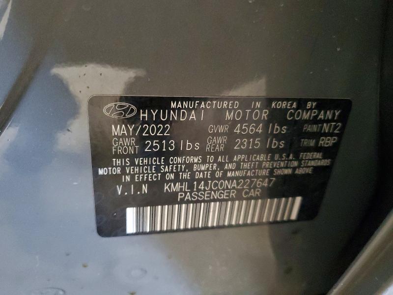 Aukcja sprzedaży 2022 Hyundai Sonata, vin: KMHL14JC0NA227647, numer aukcji: 45792106