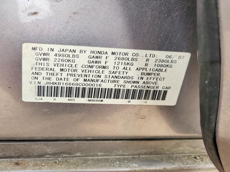 Aukcja sprzedaży 2008 Acura Rl, vin: JH4KB16668C000016, numer aukcji: 47207846