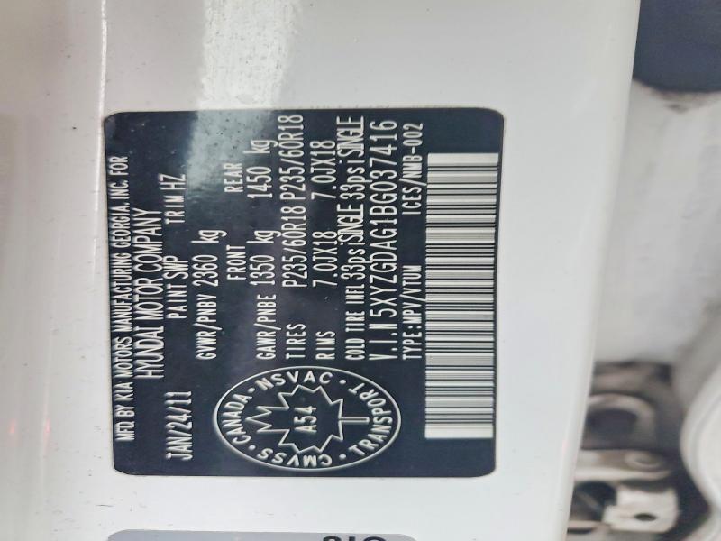 79810135 :رقم المزاد ، 5XYZGDAG1BG037416 vin ، 2011 Hyundai Santa Fe مزاد بيع