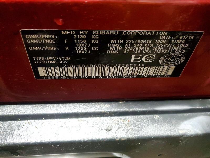 Продажа на аукционе авто 2018 Subaru Outback, vin: 4S4BSDNC1J3295649, номер лота: 45596266