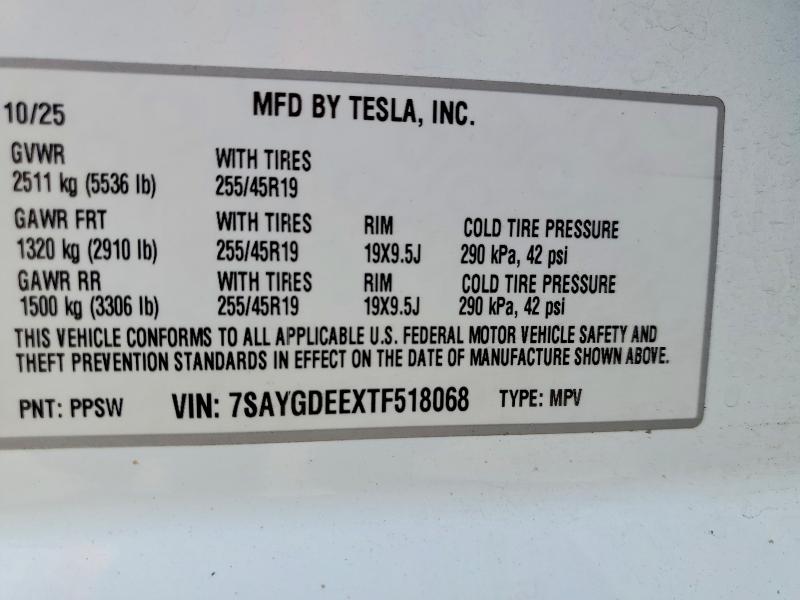 98991665 :رقم المزاد ، 7SAYGDEEXTF518068 vin ، 2026 Tesla Model Y مزاد بيع