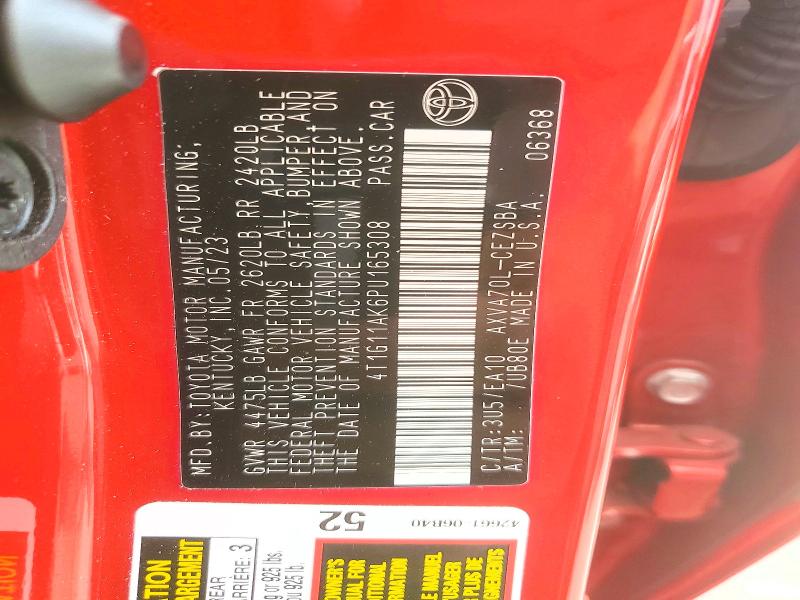 48344736 :رقم المزاد ، 4T1G11AK6PU165308 vin ، 2023 Toyota Camry مزاد بيع
