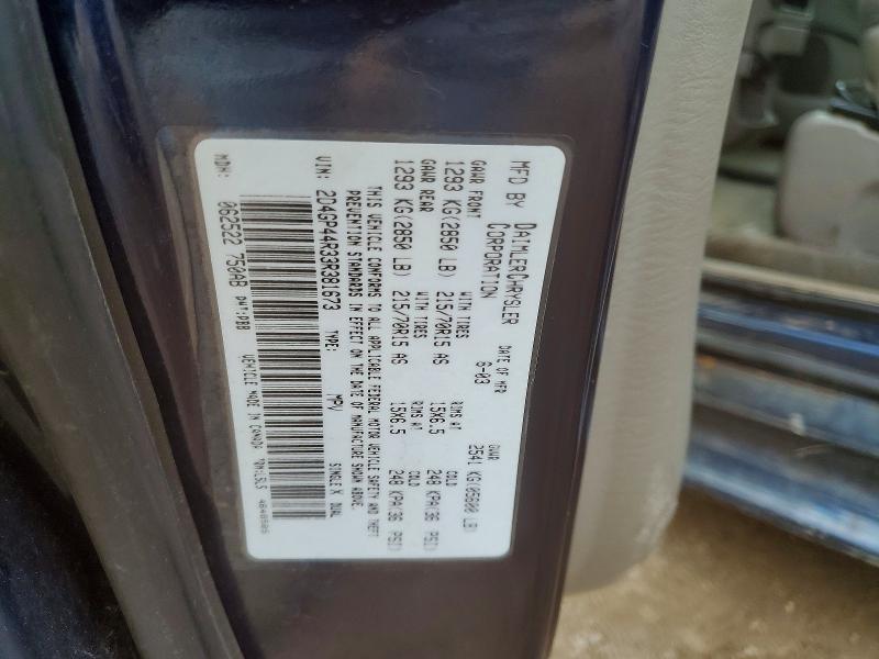 46272806 :رقم المزاد ، 2D4GP44R33R381673 vin ، 2003 Dodge Grand Caravan مزاد بيع