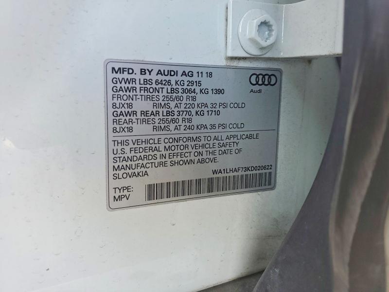 Aukcja sprzedaży 2019 Audi Q7, vin: WA1LHAF73KD020622, numer aukcji: 45444566
