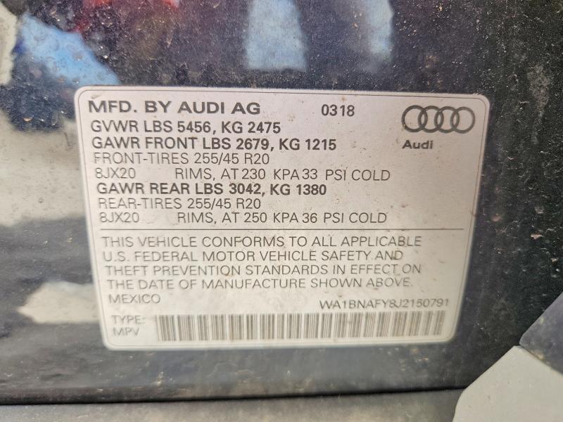 Aukcja sprzedaży 2018 Audi Q5, vin: WA1BNAFY8J2150791, numer aukcji: 79627255