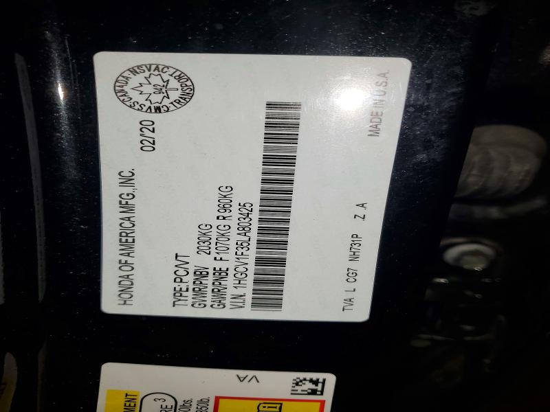 47405486 :رقم المزاد ، 1HGCV1F35LA803425 vin ، 2020 Honda Accord مزاد بيع
