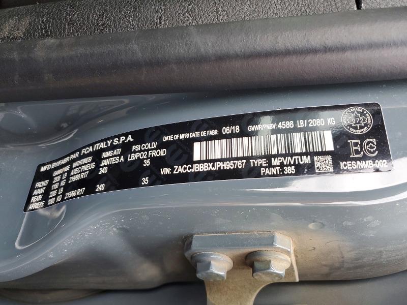 46529176 :رقم المزاد ، ZACCJBBBXJPH95767 vin ، 2018 Jeep Renegade مزاد بيع