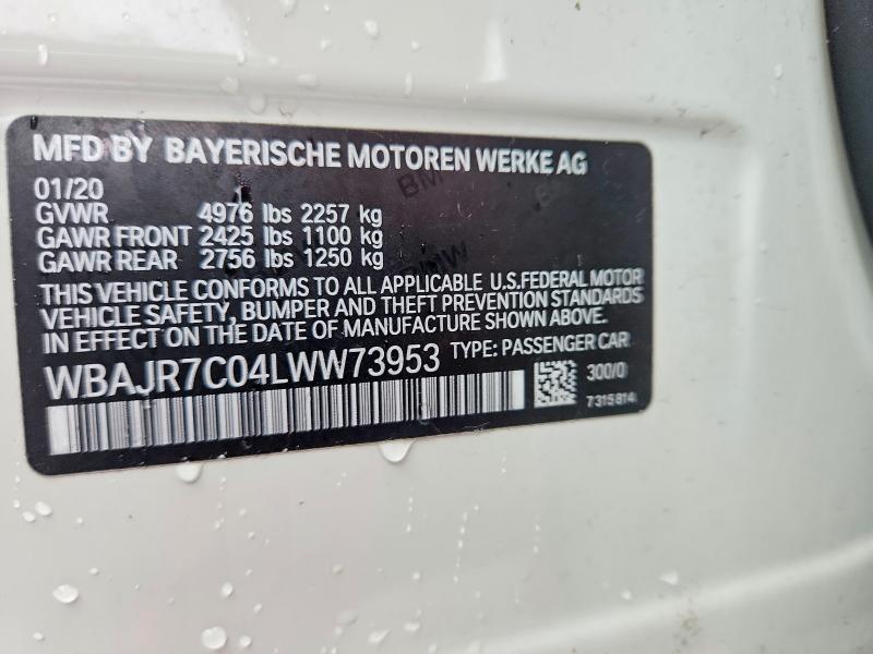 Aukcja sprzedaży 2020 Bmw 530, vin: WBAJR7C04LWW73953, numer aukcji: 47132076