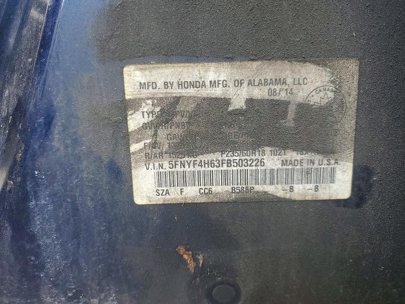 Aukcja sprzedaży 2015 Honda Pilot, vin: 5FNYF4H63FB503226, numer aukcji: 79549745