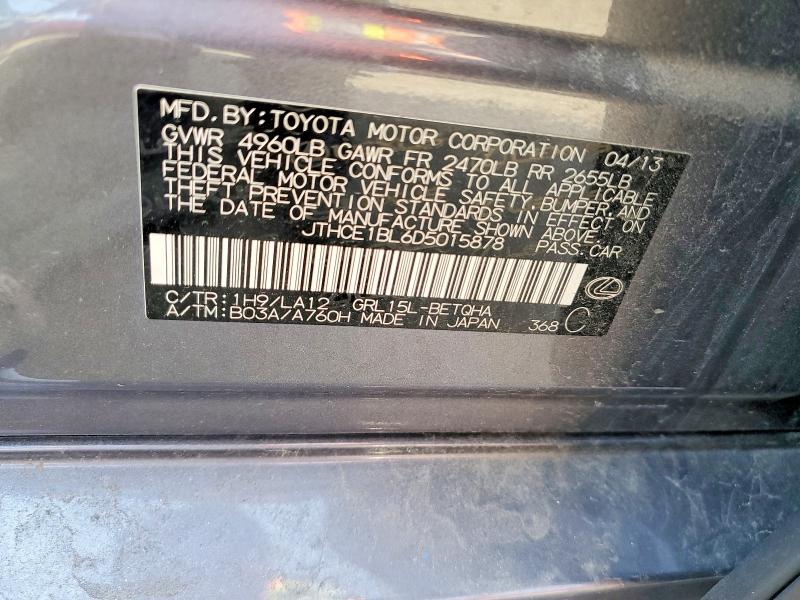 47721836 :رقم المزاد ، JTHCE1BL6D5015878 vin ، 2013 Lexus Gs 350 مزاد بيع