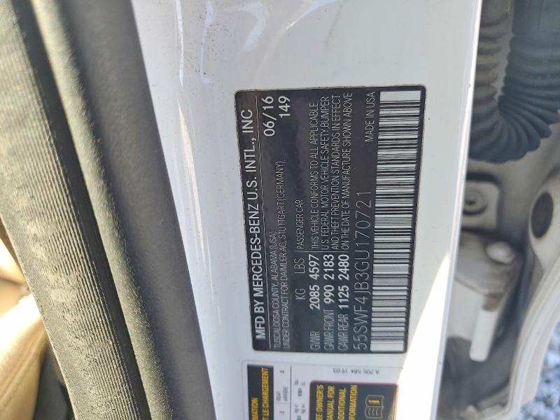 Aukcja sprzedaży 2016 Mercedes-benz C, vin: 55SWF4JB3GU170721, numer aukcji: 45831116
