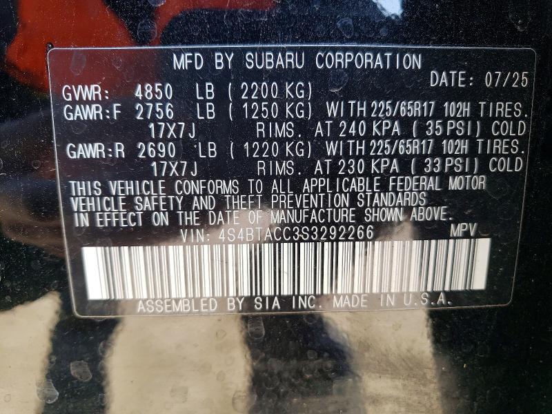 Aukcja sprzedaży 2025 Subaru Outback, vin: 4S4BTACC3S3292266, numer aukcji: 47749286