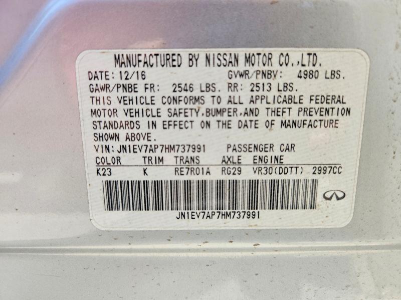 Aukcja sprzedaży 2017 Infiniti Q50, vin: JN1EV7AP7HM737991, numer aukcji: 46905576