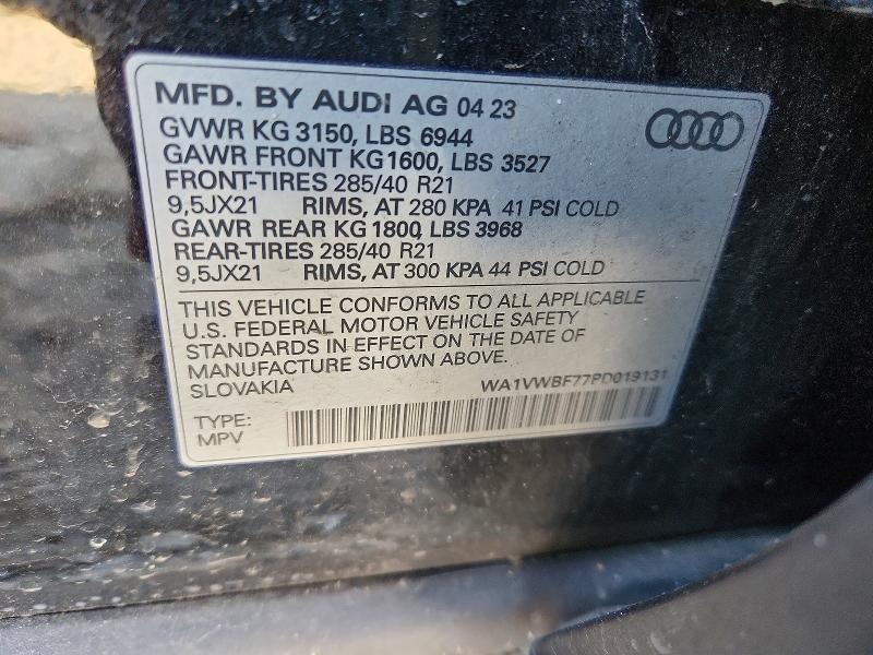 Продаж на аукціоні авто 2023 Audi Sq7, vin: WA1VWBF77PD019131, номер лоту: 47286266