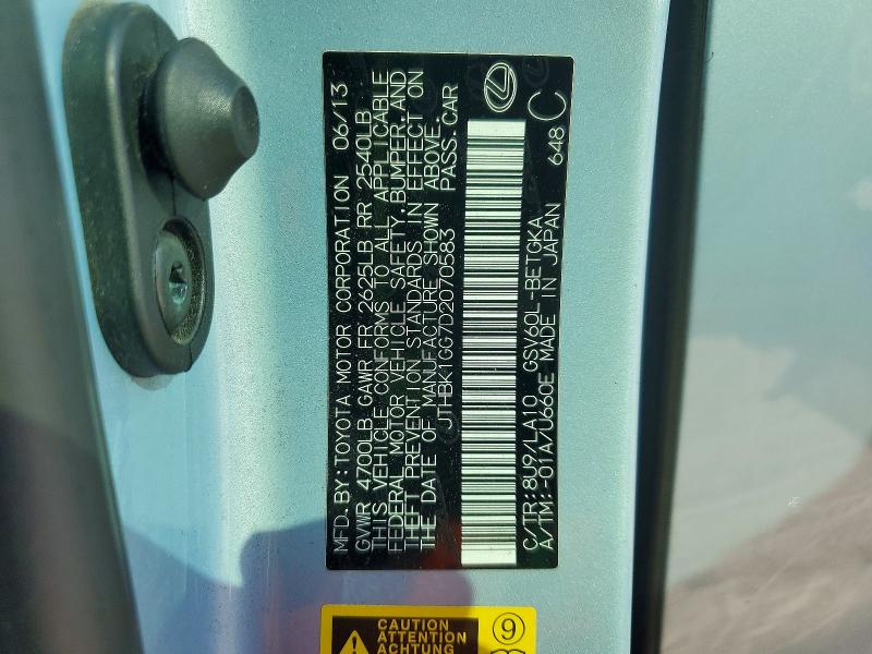 48039386 :رقم المزاد ، JTHBK1GG7D2070583 vin ، 2013 Lexus Es 350 مزاد بيع
