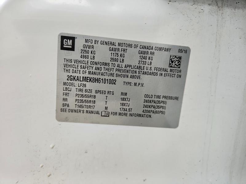 2017 Gmc Terrain მანქანა იყიდება აუქციონზე, vin: 2GKALMEK8H6101002, აუქციონის ნომერი: 79730895