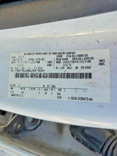 97836535 :رقم المزاد ، 1FD7W2A6XJEB79501 vin ، 2018 Ford F250 مزاد بيع