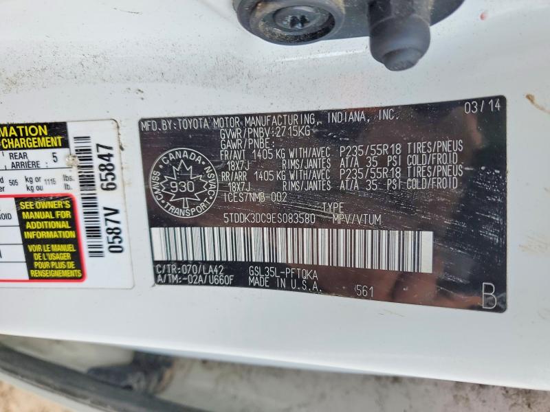 Продажа на аукционе авто 2014 Toyota Sienna, vin: 5TDDK3DC9ES083580, номер лота: 46454576