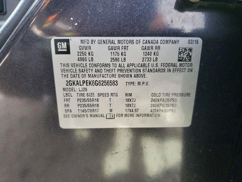 Продаж на аукціоні авто 2016 Gmc Terrain, vin: 2GKALPEK6G6256583, номер лоту: 45516586
