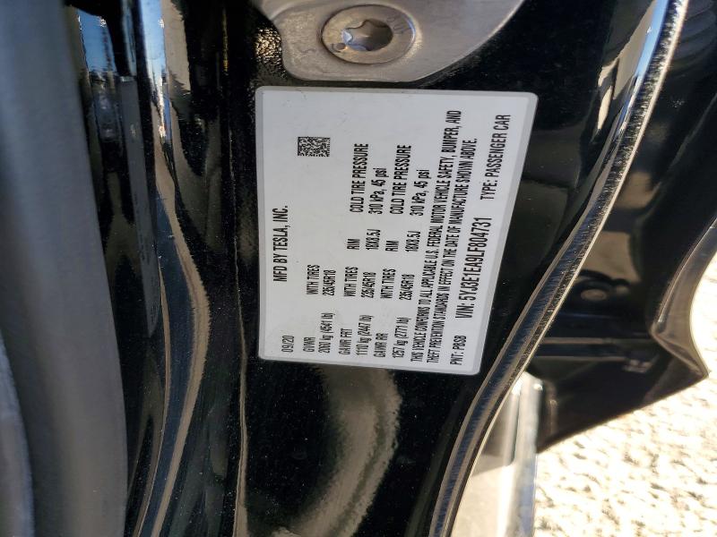 2020 Tesla Model 3 მანქანა იყიდება აუქციონზე, vin: 5YJ3E1EA9LF804731, აუქციონის ნომერი: 46585586