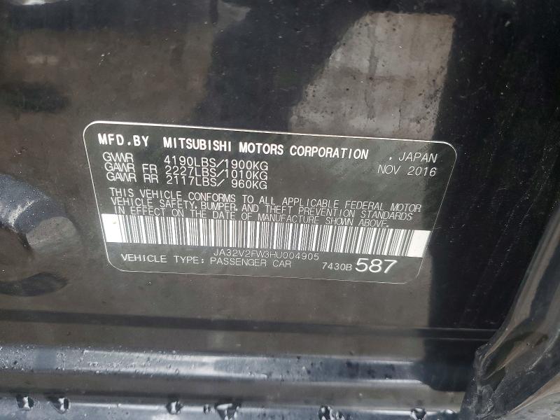 Продаж на аукціоні авто 2017 Mitsubishi Lancer, vin: JA32V2FW3HU004905, номер лоту: 79655125