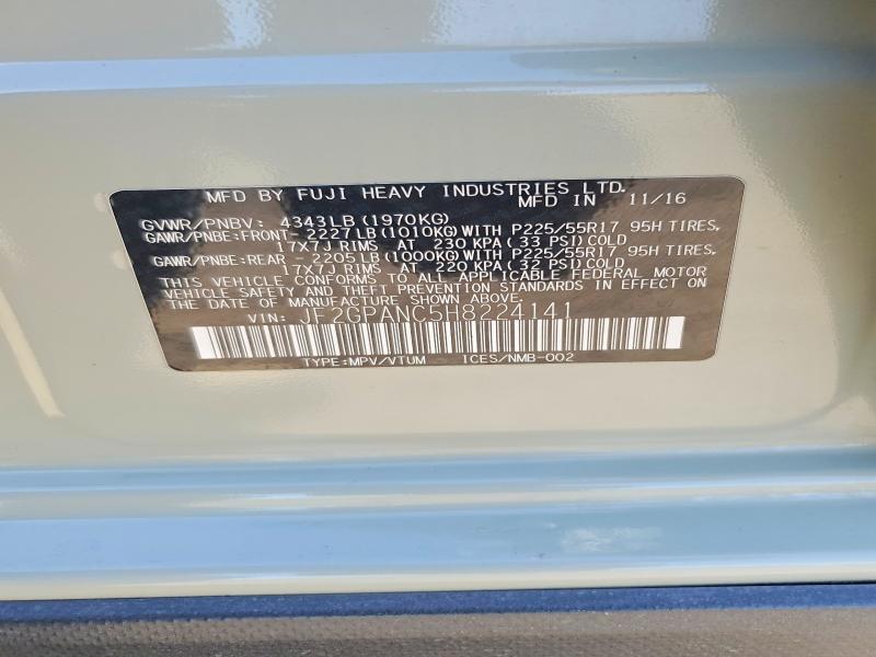 Продаж на аукціоні авто 2017 Subaru Crosstrek, vin: JF2GPANC5H8224141, номер лоту: 47567956
