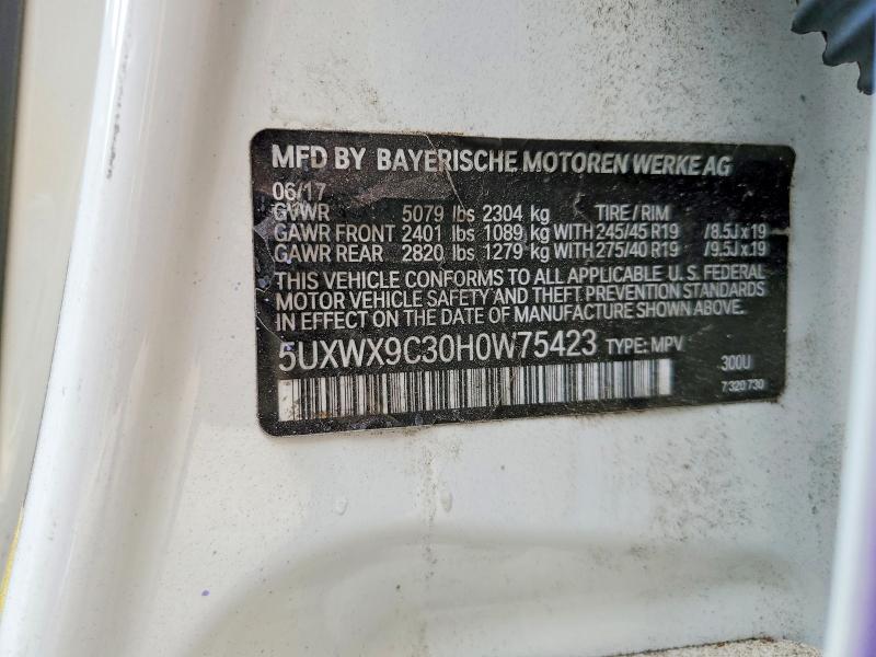 Auction sale of the 2017 Bmw X3, vin: 5UXWX9C30H0W75423, lot number: 46231386