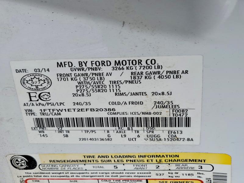 Продаж на аукціоні авто 2014 Ford F150, vin: 1FTFW1ET2EFB20386, номер лоту: 41984776