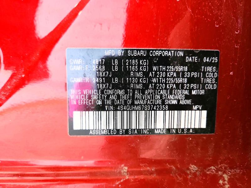 Auction sale of the 2025 Subaru Crosstrek, vin: 4S4GUHM67S3742358, lot number: 46833896