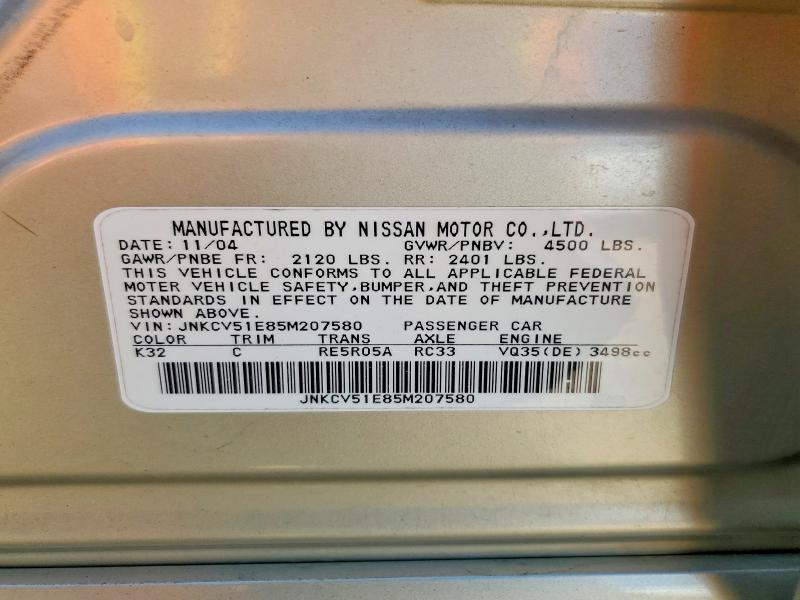 Aukcja sprzedaży 2005 Infiniti G35, vin: JNKCV51E85M207580, numer aukcji: 46856176