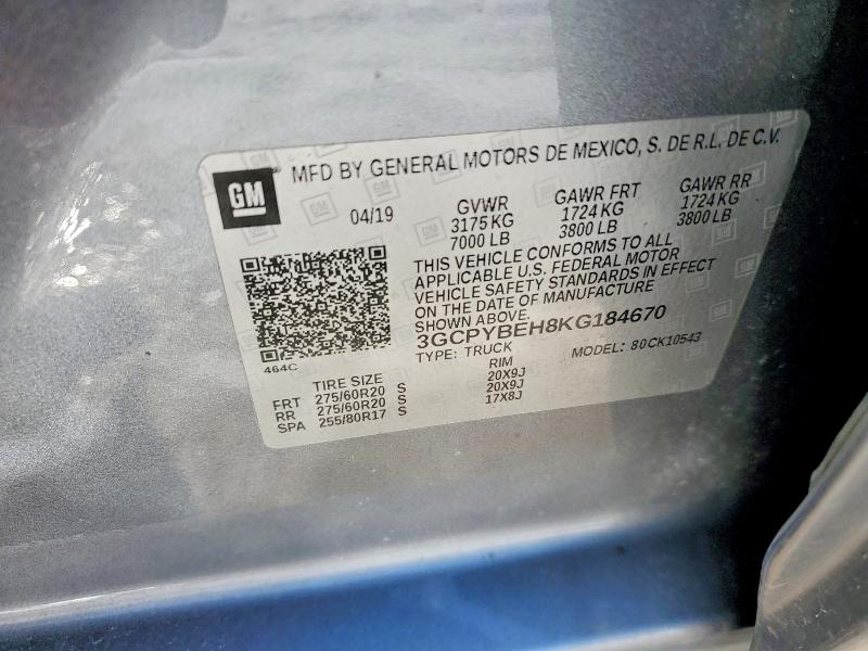 Продаж на аукціоні авто 2019 Chevrolet Silverado, vin: 3GCPYBEH8KG184670, номер лоту: 79420645