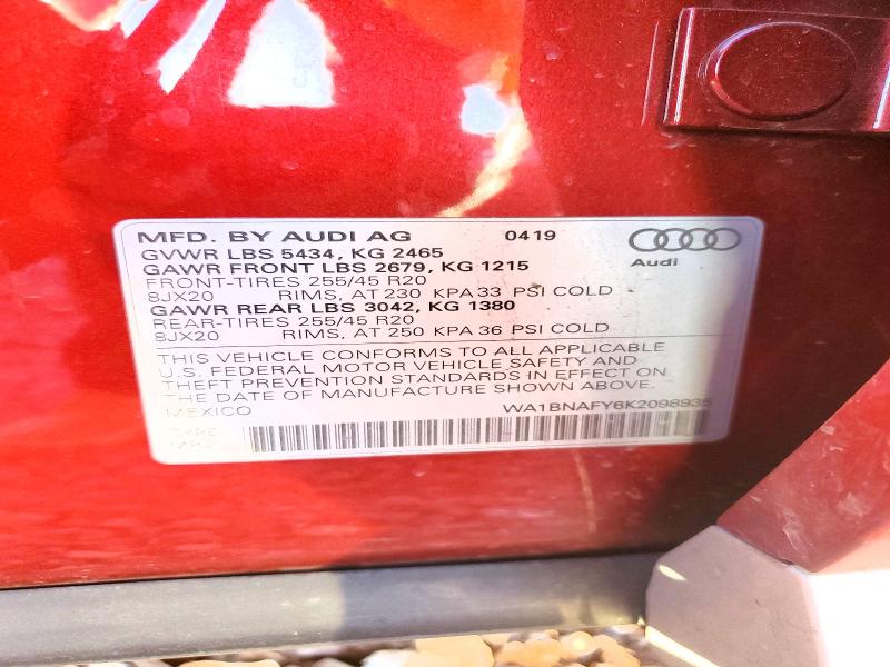 Продажа на аукционе авто 2019 Audi Q5, vin: WA1BNAFY6K2098935, номер лота: 46685456