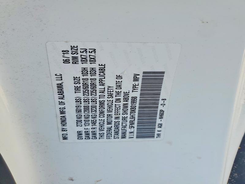Aukcja sprzedaży 2019 Honda Odyssey, vin: 5FNRL6H78KB019998, numer aukcji: 47567246
